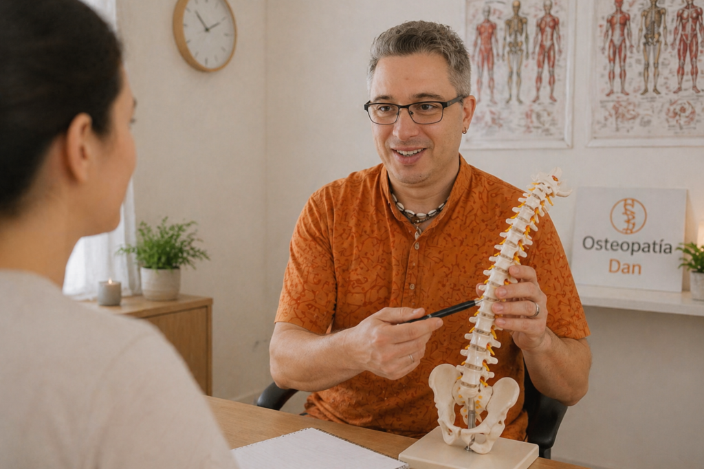 Dan Pernea durante una atención en Osteopatía Dan